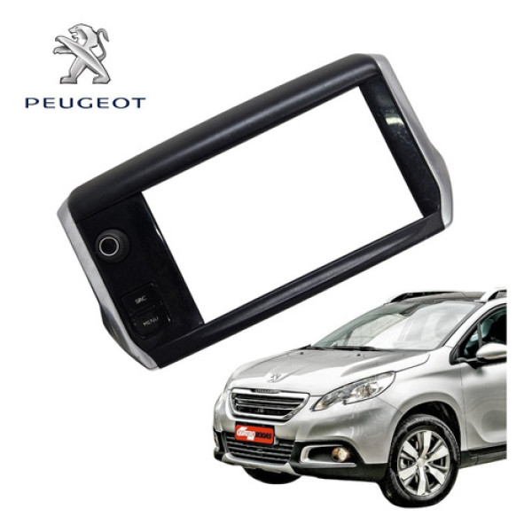 Moldura Comando Multimídia Peugeot 2008 208 2016 A 2020 Orig Preto