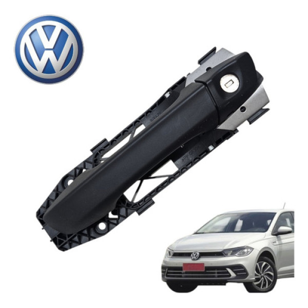 Maçaneta Externa Dianteira Esquerda Vw Polo 1.0 2022 A 2025 Preto
