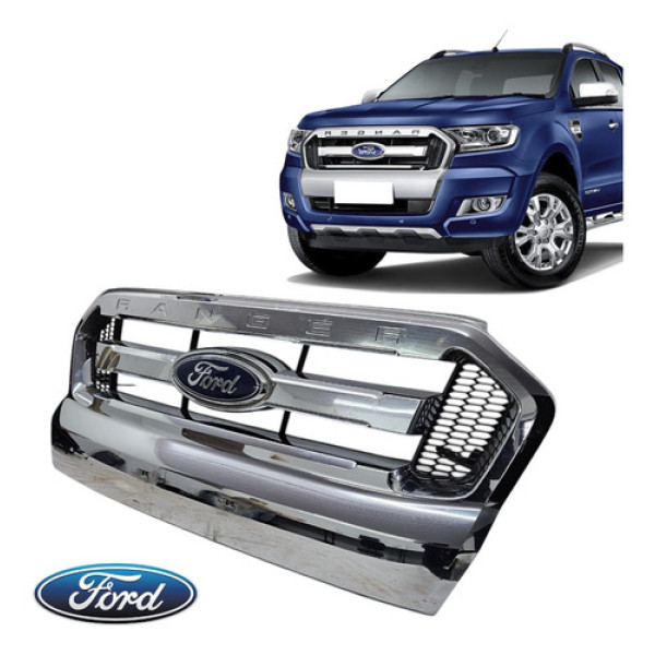 Grade Parachoque Dianteiro Ford Ranger Cromo 2016 A 2019 Cromado