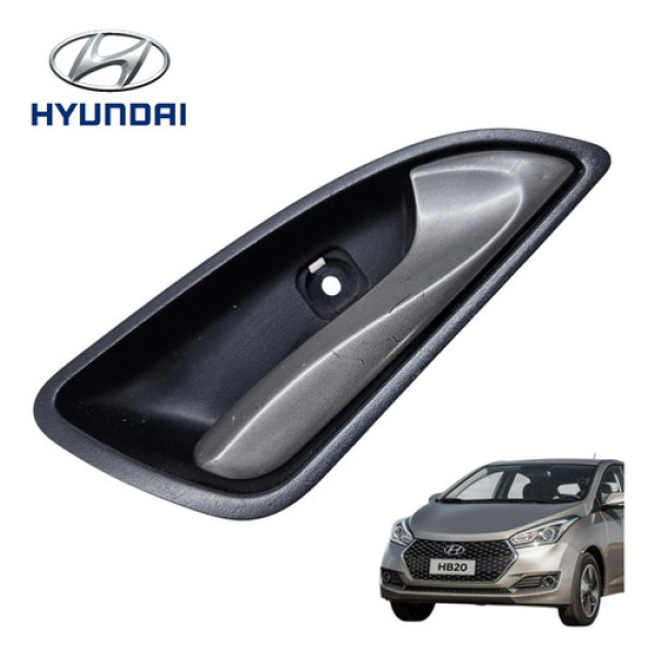 Maçaneta Interna Dianteira Esquerda Hyundai Hb20 2013 Origin Cinza Dianteira