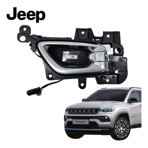 Maçaneta Interna Dianteira Direita Jeep Compass 2019 A 2023 Preto Dianteira