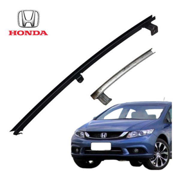 Guia Vidro Dianteiro Direito Honda Civic G9 2013 A 2016 Orig Preto