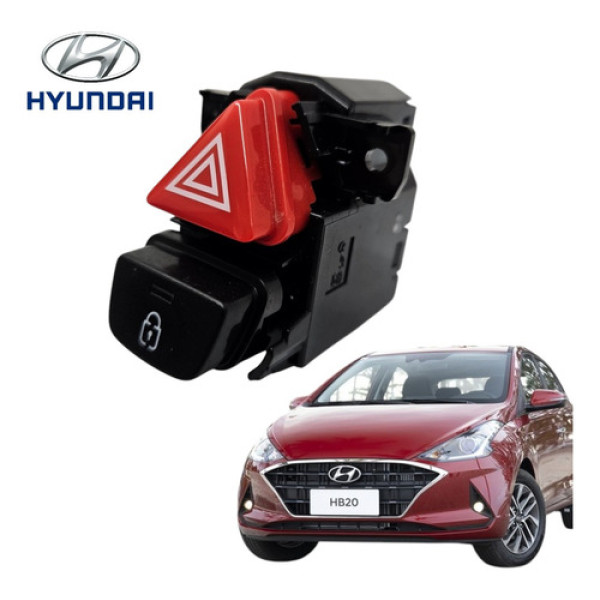 Botão Trava Pisca Alerta Hyundai Hb20 2020 A 2022 Original  - Preto