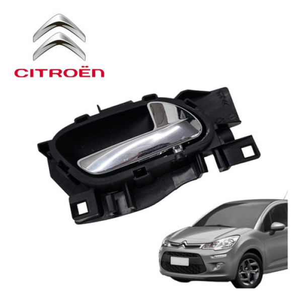Maçaneta Interna Dianteira Direita Citroën C3 Exclusive 2015 Cromado Dianteira