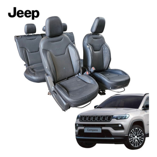 Jogo Bancos Couro Jeep Compass Longitude 2020 A 2023 Orig Preto