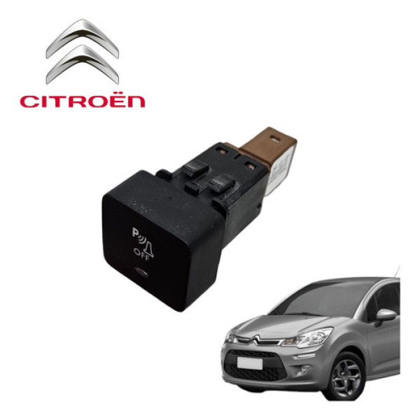 Botão Alarme Parking Off Citroën C3 Exclusive 2012 A 2016 Preto