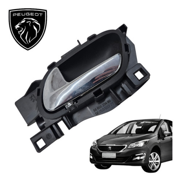 Maçaneta Interna Traseira Esquerda Peugeot 308 2013 A 2017 Cromada