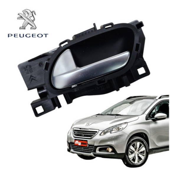Maçaneta Interna Dianteira Esquerda Peugeot 208 2008 Orig Prata Dianteira/traseira