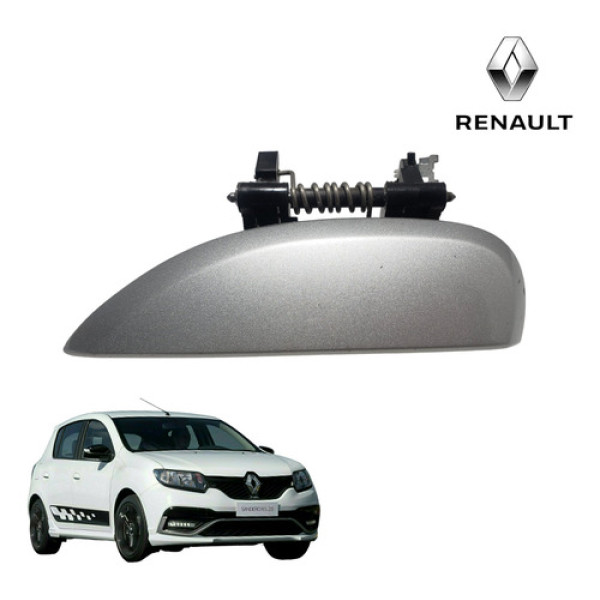 Maçaneta Externa Dianteiro Esquerda Sandero Logan 2014 A2020 Prata Dianteira/traseira