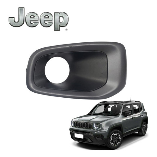 Grade Moldura Farol Milha Jeep Renegade 2017 Original  Preto Esquerdo