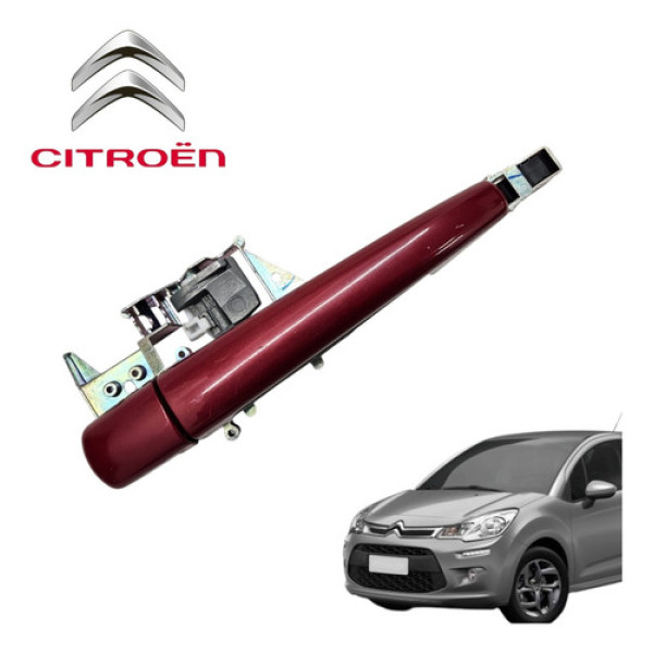 Maçaneta Externa Dianteira Direita Citroën C3 Tendance 2014 Vermelho Dianteira