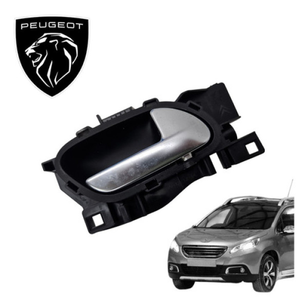 Maçaneta Interna Traseira Esquerda Peugeot 2008 Allure 2016 Prata Traseira