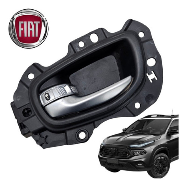 Maçaneta Interna Esquerda Fiat Toro 4x4 Ranch 2021 A 2025 Preto Dianteira/traseira