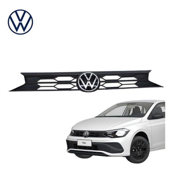 Grade Parachoque Dianteiro C Detalhe Vw Polo Track 2023 2025 Preto
