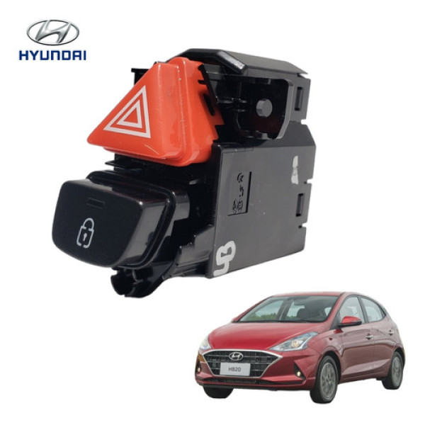 Botão Pisca Alerta Trava Porta Hyundai Hb20 2013 A 2022 Preto