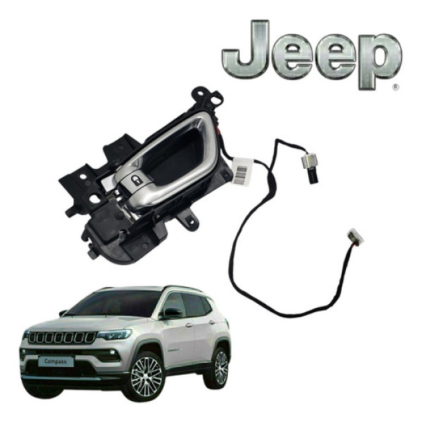 Maçaneta Puxador Interna Diant Esq Jeep Compass Limited 2022 Cromado Dianteira