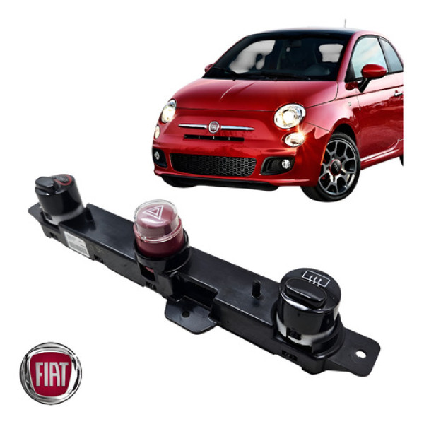 Botão Pisca Alerta Sport Desembaçador Fiat 500 2012 A 2015 Preto