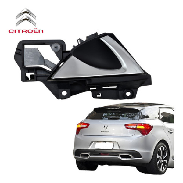 Maçaneta Interna Traseira Esquerda Citroen Ds5 2013 A 2016 Cromado Traseira