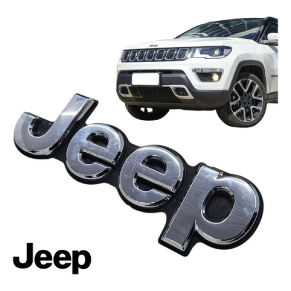 Emblema Jeep Tampa Traseira Jeep Compass 2016 A 2021 Orig Prata