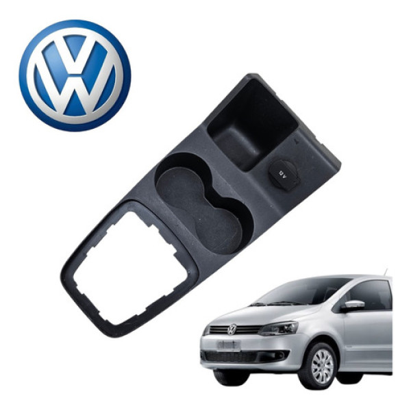 Moldura Porta Copos Coluna Central Vw Fox Vht 2010 A 2014 Preto
