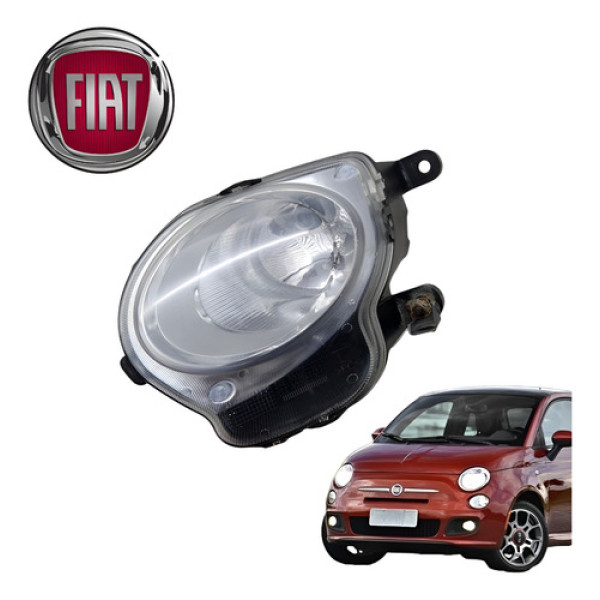 Farol Milha Esquerdo Fiat 500 1.4 Sport Air 2012 A 2015 Orig - Translúcido