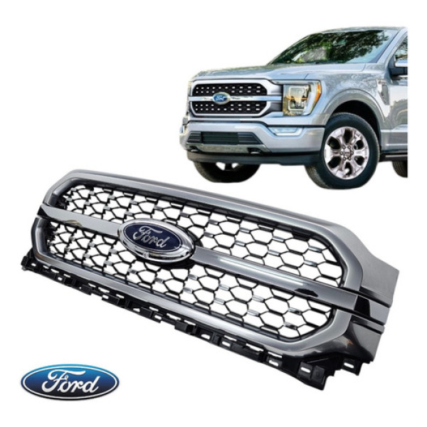 Grade Parachoque Dianteiro Ford F150 Platinum 2021 A 2023 Cromo Ambos Lados