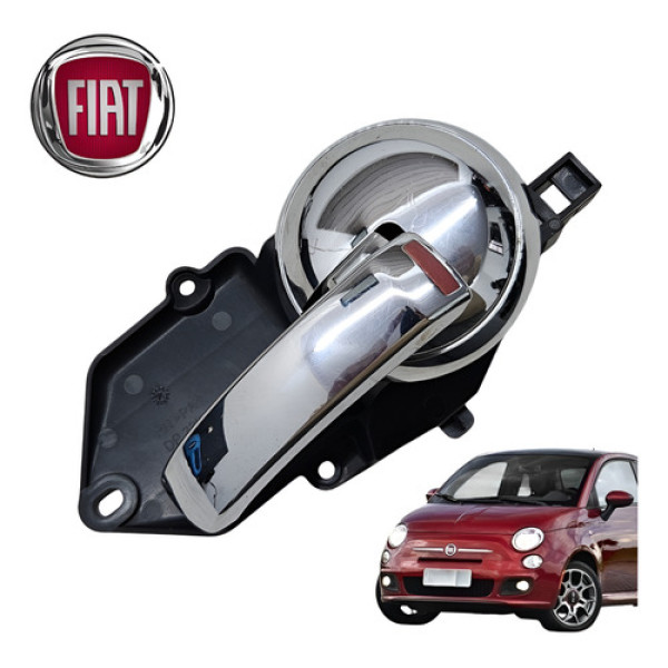 Maçaneta Interna Direita Fiat 500 1.4 Sport Air 2012 A 2015 Cromado Dianteira
