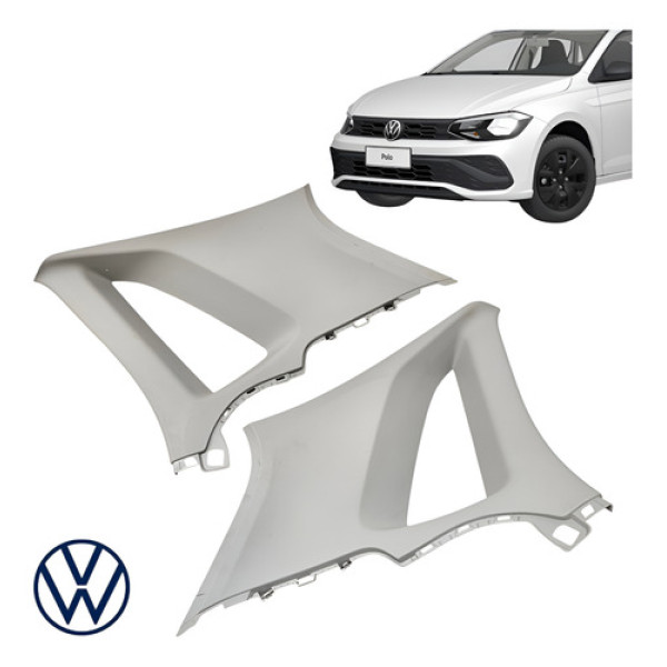 Par Acabamento Coluna Traseira Vw Polo 2023 A 2025 Original Cinza