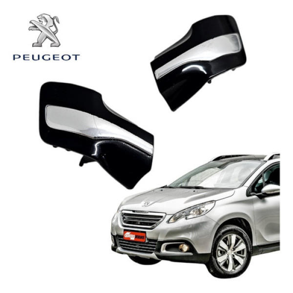 Par Acabamento Lateral Moldura Central Peugeot 2008 Allure Preto