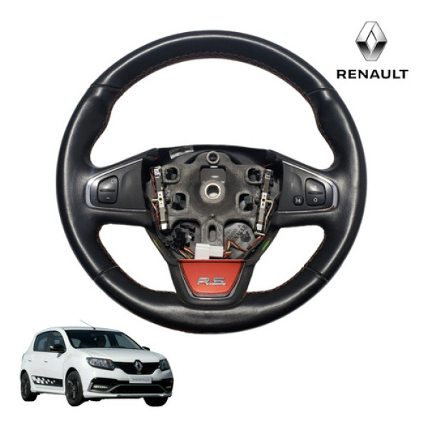 Volante Renault Sandero Rs 2018 Original Em Couro Usado  Preto