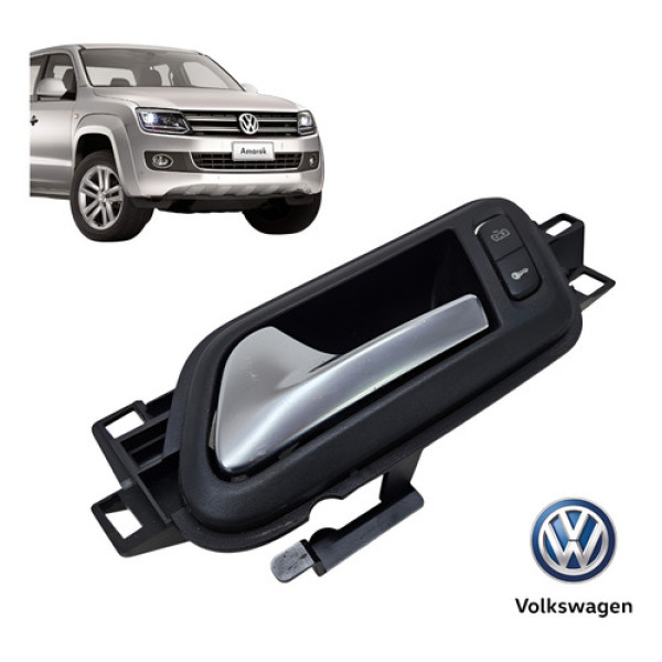 Maçaneta Interna Dianteira Esquerda Vw Amarok 2013 A 2020 Cromo Dianteira