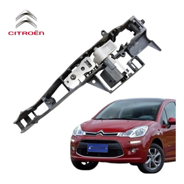 Suporte Maçaneta Externa Esquerda Citroen C3 2013 A 2019 Cinza Traseira