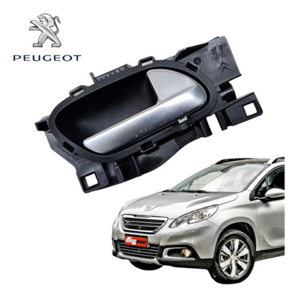 Maçaneta Interna Dianteira Direita Peugeot 2008 2015 A 2020 Prata Dianteira