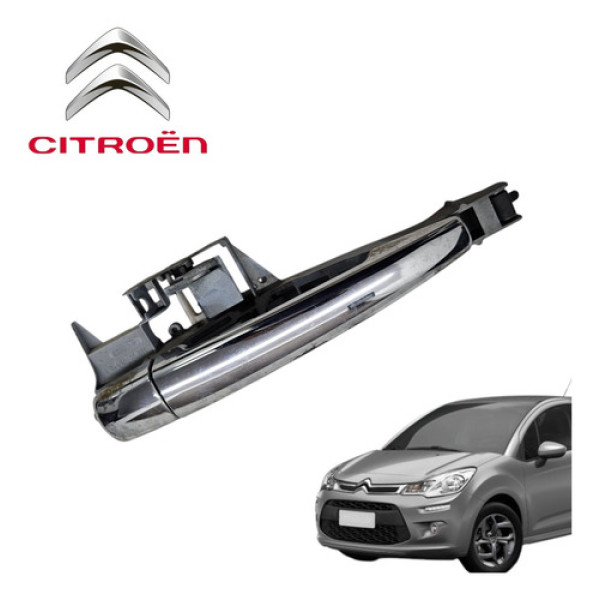 Maçaneta Externa Traseira Direita Citroën C3 2012 A 2016 Ori Cromado Traseira