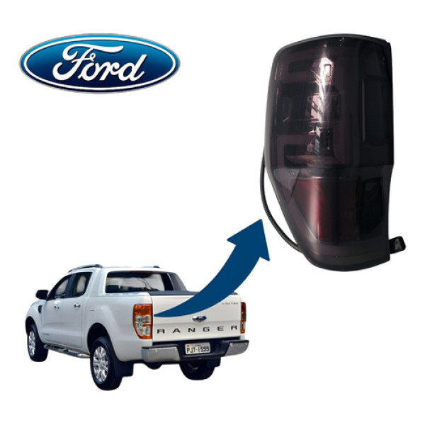 Lanterna Led Lado Esquerdo Ford Ranger 2018 Com Detalhe Esquerdo/motorista Fumê