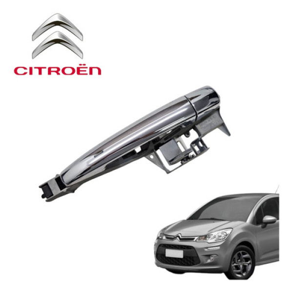 Maçaneta Externa Dianteira Direita Citroën C3 Exclusive 2015 Cromado Dianteira