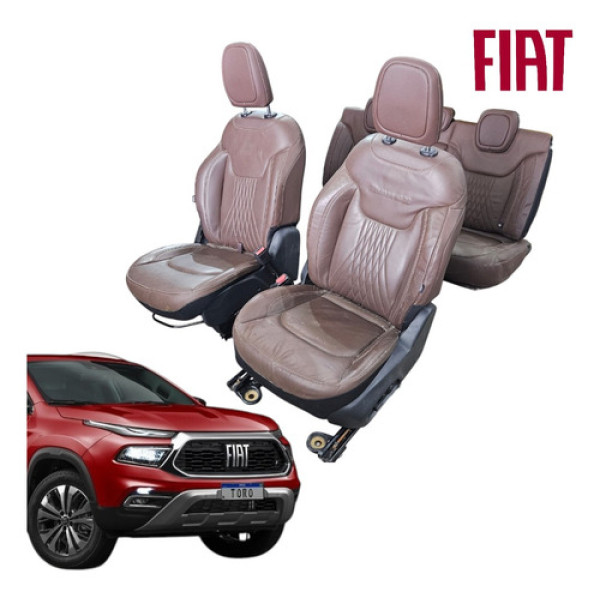 Jogo Bancos Couro Fiat Toro Ranch 4x4 2020 A 2022 C/ Detalhe Marrom.
