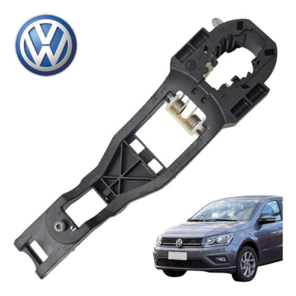 Suporte Maçaneta Lado Esquerdo Vw Gol Voyage G7 2017 A 2020 Preto Dianteira