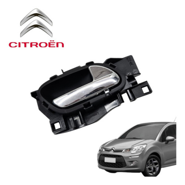 Maçaneta Interna Traseira Direita Citroën C3 2012 A 2016 Ori Cromado Traseira