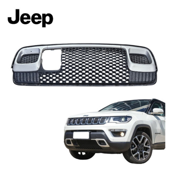 Grade Inferior Dianteira C Detalhe Jeep Compass 2016 A 2020 Preto Ambos Lados