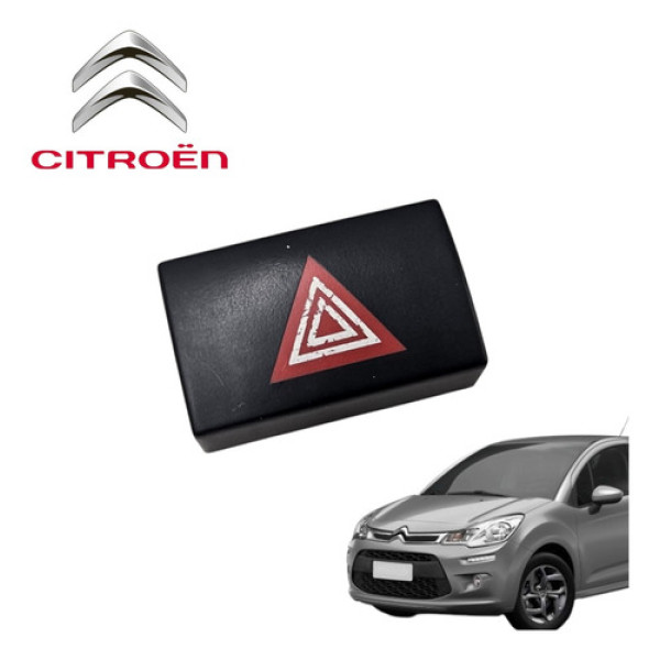 Capa Botão Pisca Alerta Citroën C3 1.6 Exclusive 2012 A 2016 Vermelho