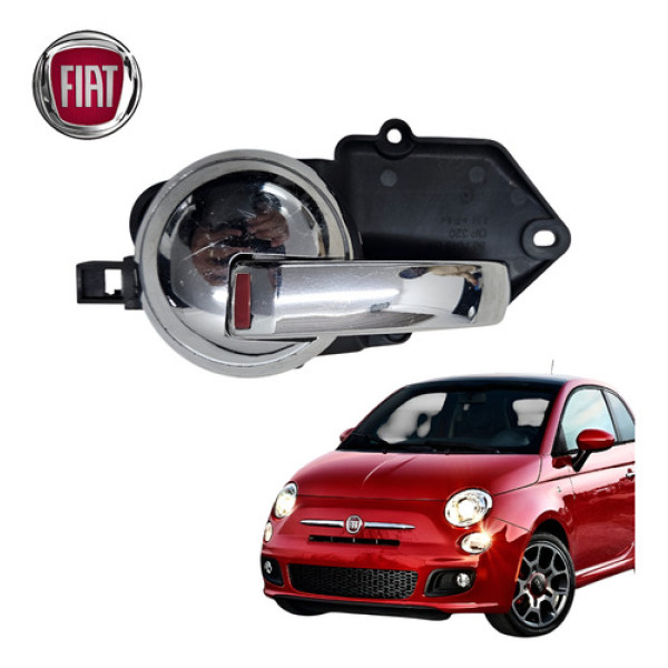 Maçaneta Interna Esquerda Fiat 500 2012 A 2016 Original Cromado Dianteira