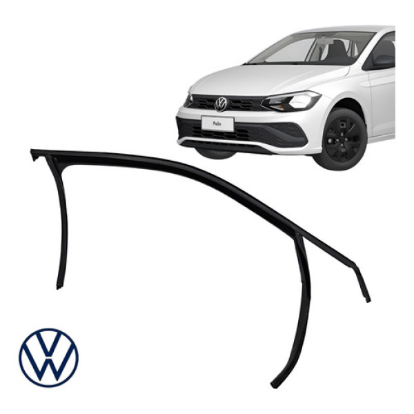 Borracha Canaleta Vidro Dianteiro Direito Vw Polo 2020 2025 Preto
