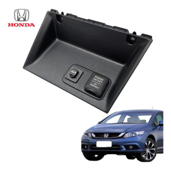 Moldura Tomada Auxiliar 12v Honda Civic G9 2013 A 2016 Orig
