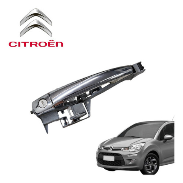 Maçaneta Externa Dianteira Esquerda Citroën C3 2012 A 2016 Cromado Dianteira